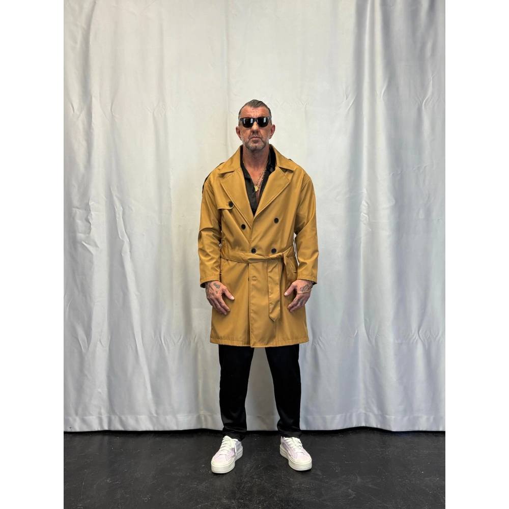 Bond Kaplamalı Kuşaklı Trenchcoat Camel