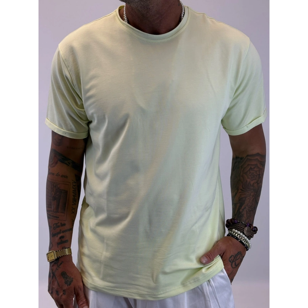 Çift Yaka Relax Fit T-shirt Sarı