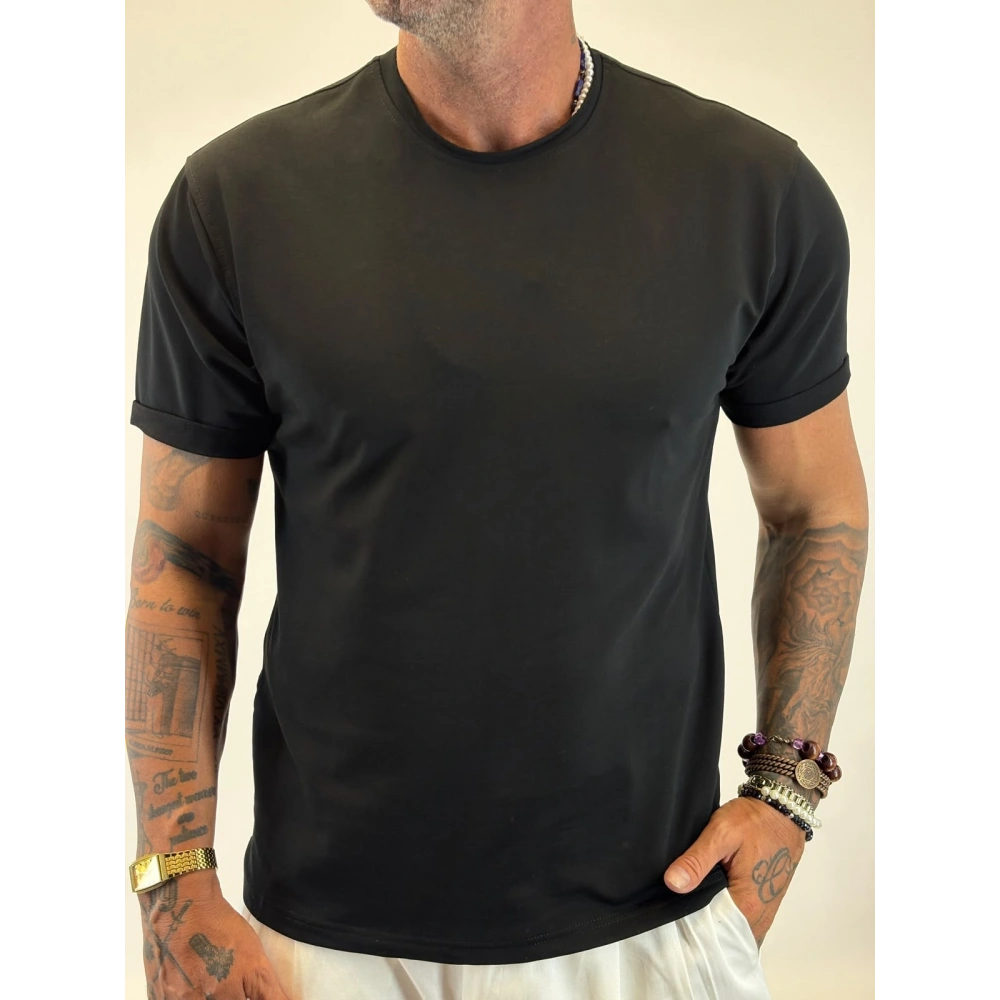 Çift Yaka Relax Fit T-shirt Siyah