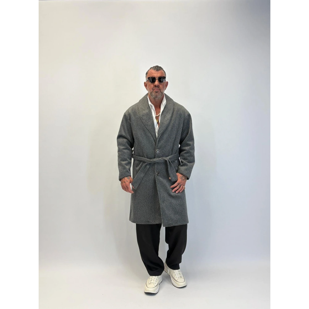 Fransız Cashmere Şalyaka Kaban Antrasit