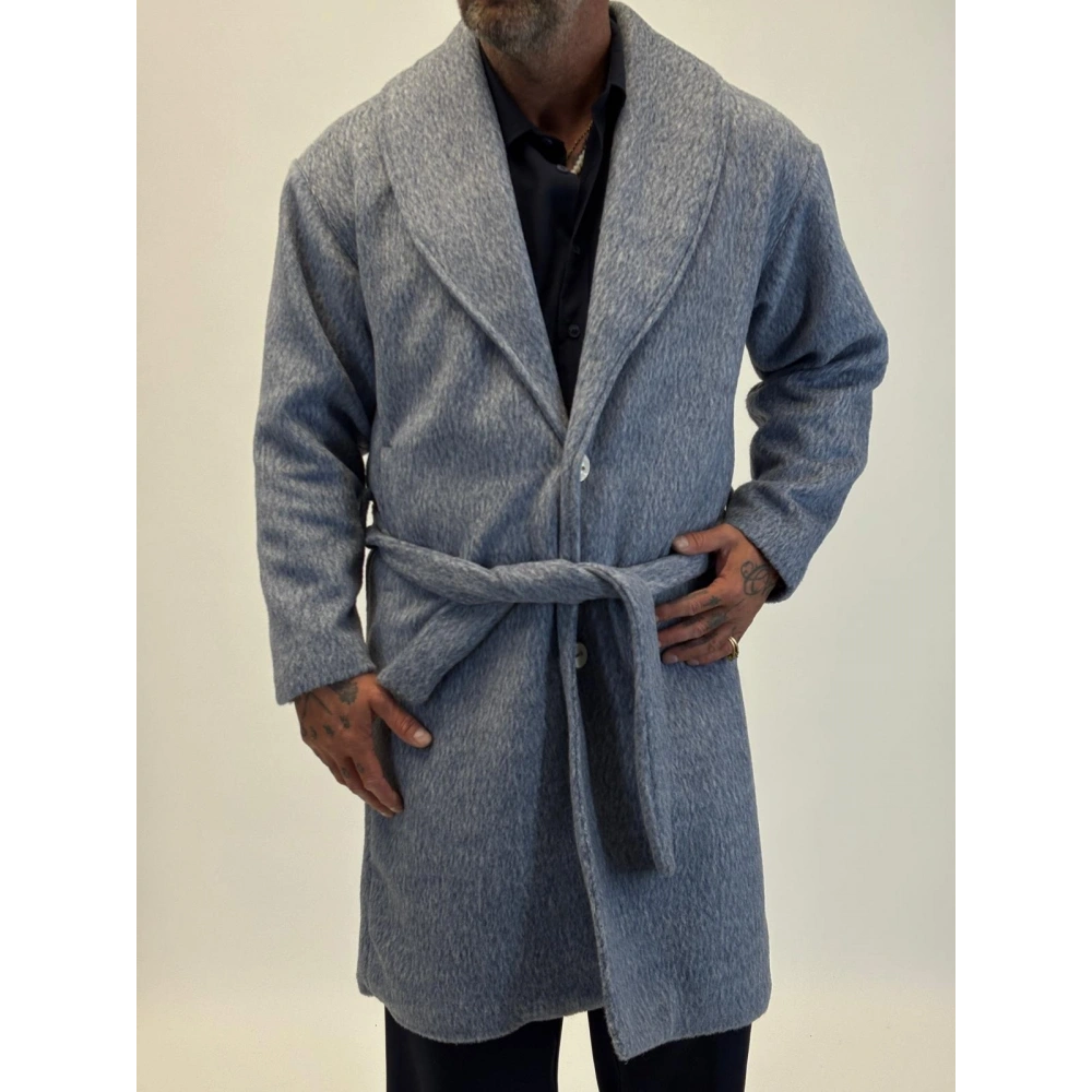 Fransız Cashmere Şalyaka Kaban Gri