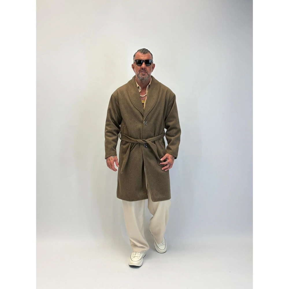 Fransız Cashmere Şalyaka Kaban Kahve