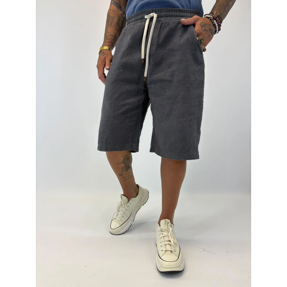 Gabardin Desenli Long Shorts Antrasit