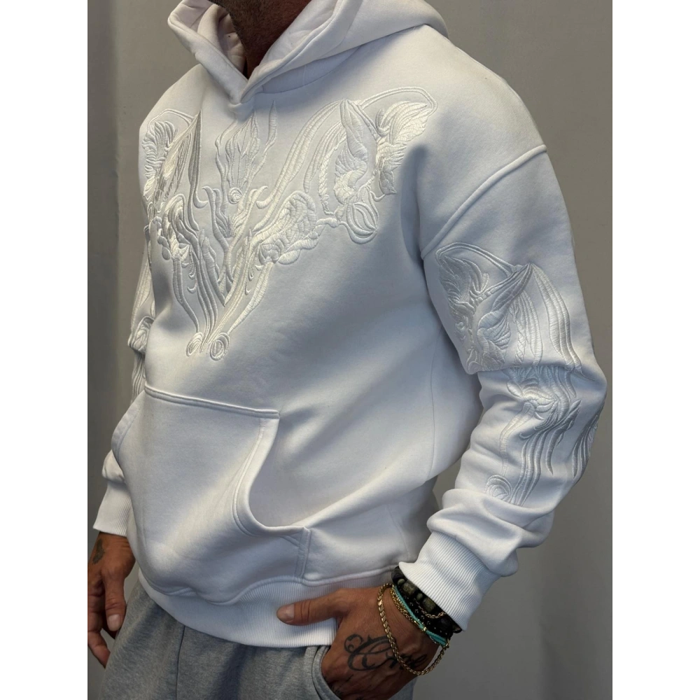 Nakışlı Hoodie Beyaz