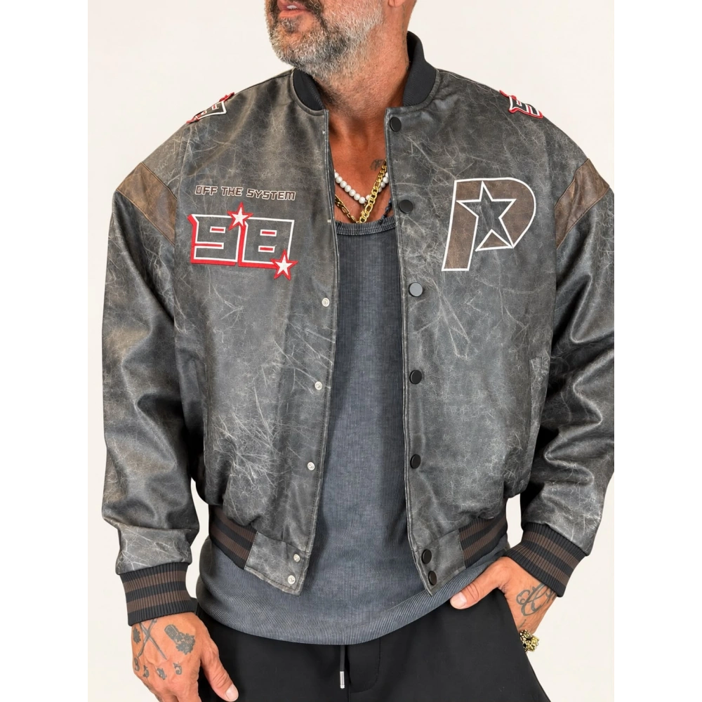 Off System Vintage Crop Bomber Kahve