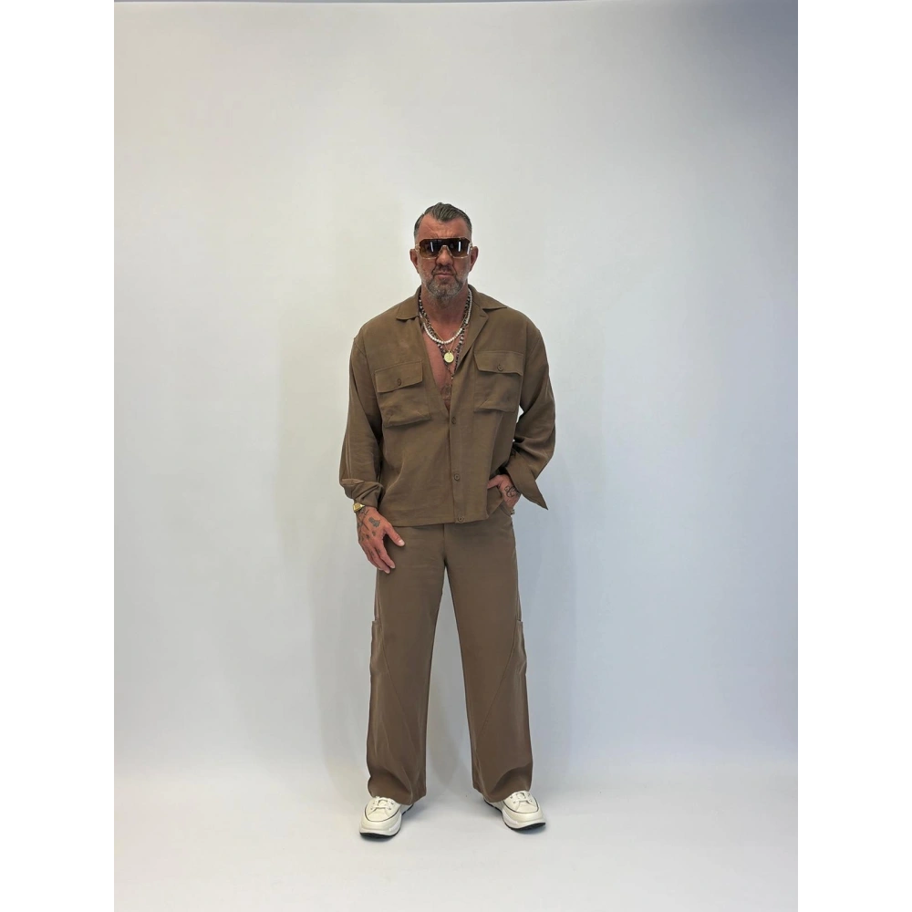 Orgnc Tencel Oversize Takım Camel