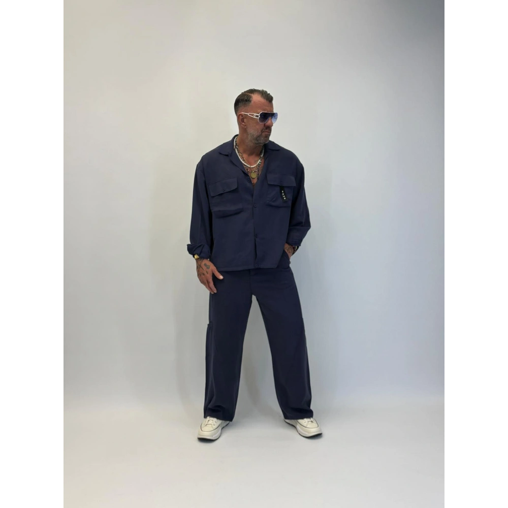 Orgnc Tencel Oversize Takım Lacivert