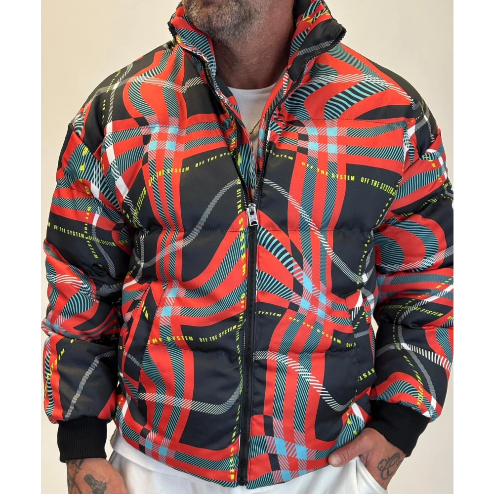 Puffer Mont Siyah Desenli