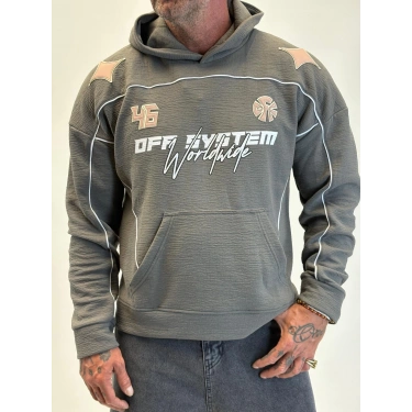 46 Rossi Nakış Detaylı Hoodie Füme