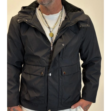 İçi Kürklü Kaban Siyah