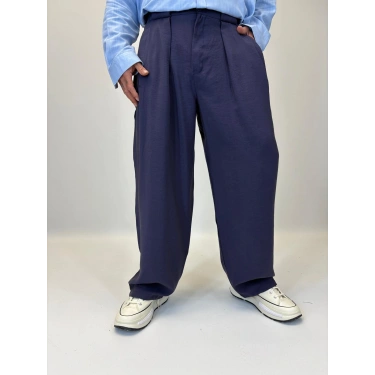 Organic Tesla Geniş Köprülü Pantolon Lacivert