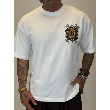 Boxing Nakışlı T-shirt Beyaz