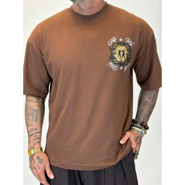 Boxing Nakışlı T-shirt Kahve