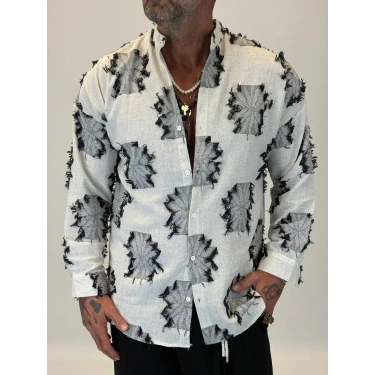 Hasır Örme Detaylı Gömlek Siyah