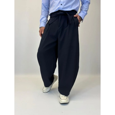 Baloon Kuşaklı Pantolon Lacivert