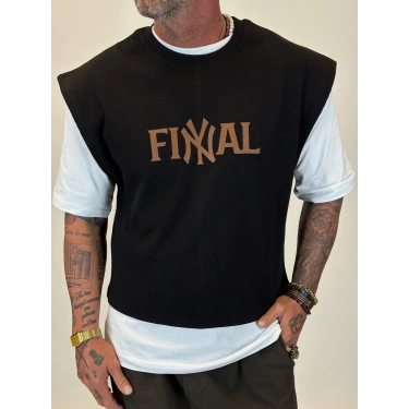 NY Final Çift Katlı Crop +T-shirt Siyah