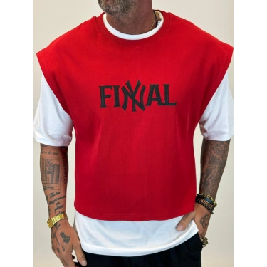 NY Final Çift Katlı Crop +T-shirt Kırmızı
