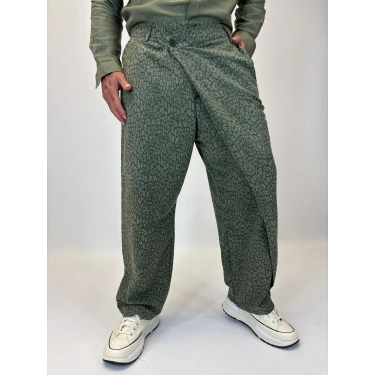 Tokyo Style Jakarlı Pantolon Yeşil