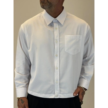 Crop Tky Pamuk Saten Gömlek Beyaz