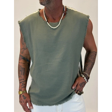 Hasır Şeritli Sleevless Yeşil