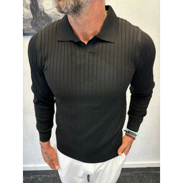 Akrilik Triko Uzun Kol Siyah