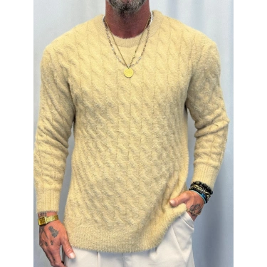 Angora Örgü Kazak Bej