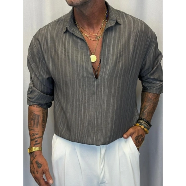 Cherry V Yaka Gömlek Antrasit