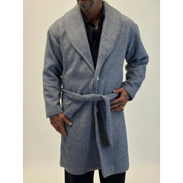 Fransız Cashmere Şalyaka Kaban Gri