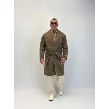 Fransız Cashmere Şalyaka Kaban Kahve