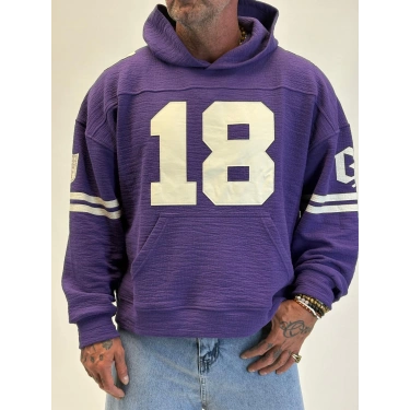Guard 18 Nakış Detaylı Hoodie Mor