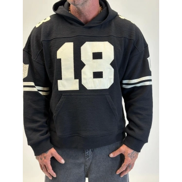Guard 18 Nakış Detaylı Hoodie Siyah