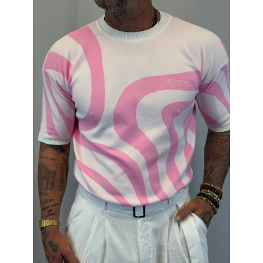 İpek Triko Dali T-Shirt Pembe