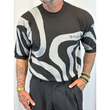 İpek Triko Dali T-Shirt Siyah