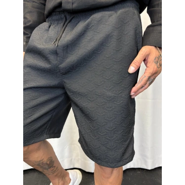 Jakarlı Şort Siyah