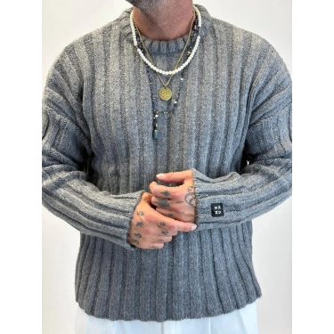 Kalın Fitilli Kazak Antrasit