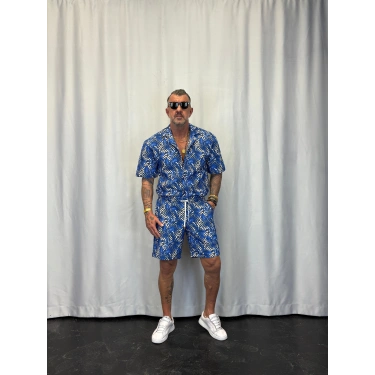 Kapitone Desenli Takım Mavi