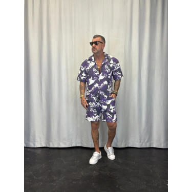 Kapitone Desenli Takım Mor