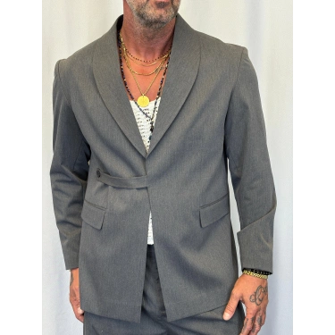 Kemer Detaylı Takım Elbise Gri