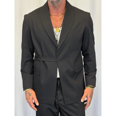 Kemer Detaylı Takım Elbise Siyah