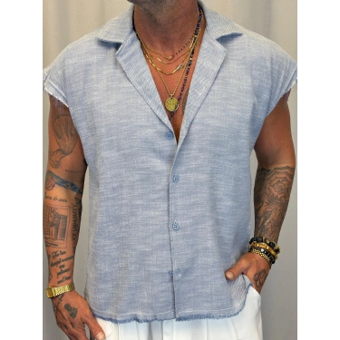 Kolsuz Denim Jakar Gömlek Gri