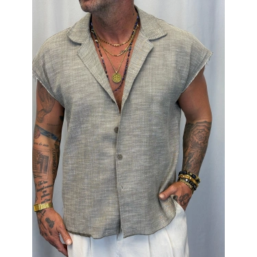 Kolsuz Denim Jakar Gömlek Haki