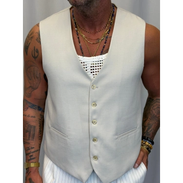 Kolsuz Gömlek Yelek Gri