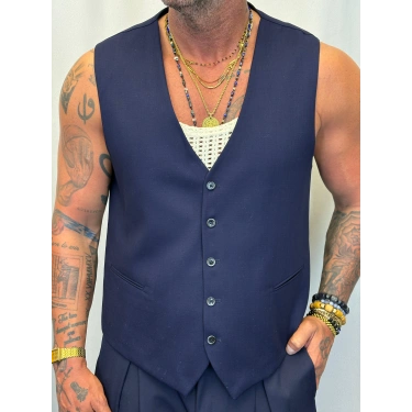 Kolsuz Gömlek Yelek Lacivert