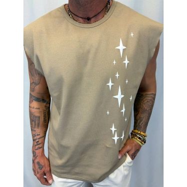 Kolsuz Penye T-Shirt Bej