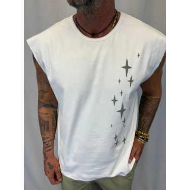 Kolsuz Penye T-Shirt Beyaz