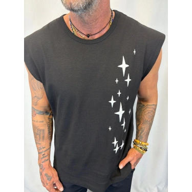 Kolsuz Penye T-Shirt Siyah