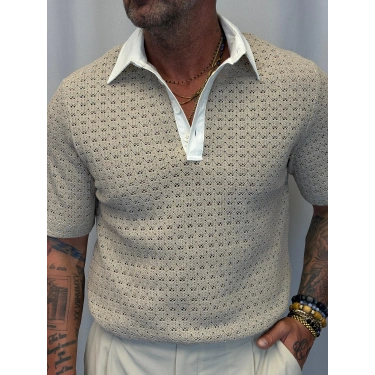 Kumaş Yakalı Özel Triko Bej