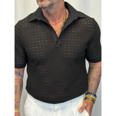 Kumaş Yakalı Özel Triko Siyah