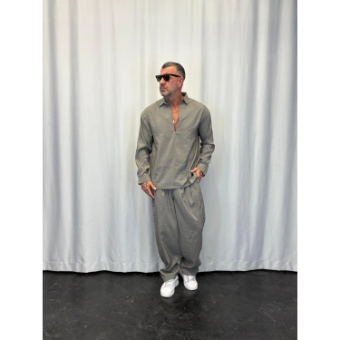 Modal 3 Düğmeli Takım Gri