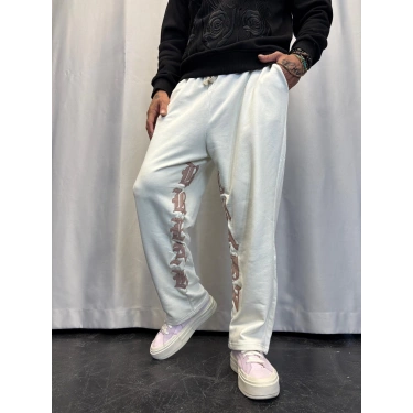 Nakış Detaylı Eşofman Altı Beyaz